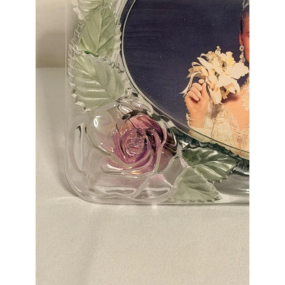 Studio Nova Picture Frame Sz 4x6 Heart Rose Floral Glass Vintage Romantic Decor